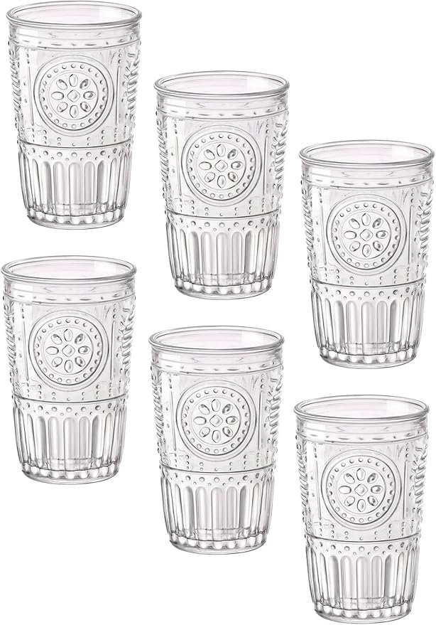 Bormioli Rocco Romantic Set Of 6 Tumbler Glasses, 11.5 Oz, Made In Italy