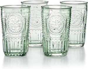 Bormioli Rocco Romantic Set Of 4 Cooler Glasses, 16 Oz, Made In Italy