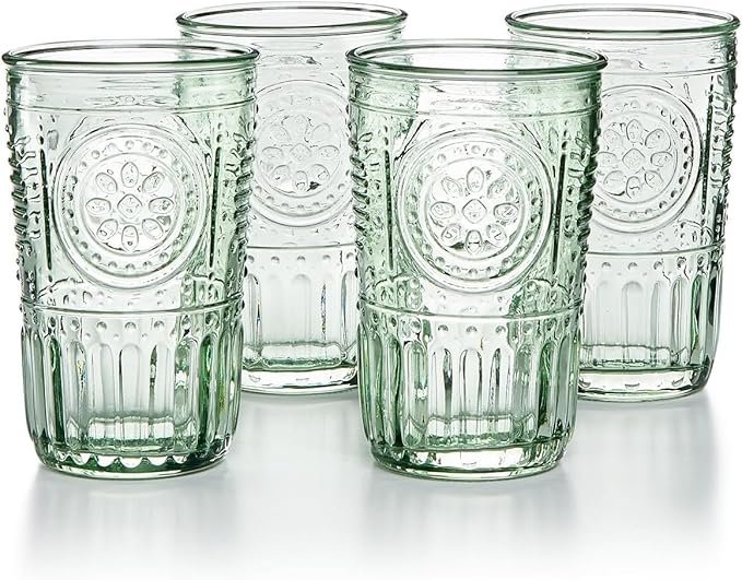 Bormioli Rocco Romantic Set Of 4 Cooler Glasses, 16 Oz, Made In Italy