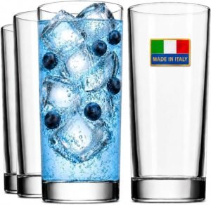 Godinger Italian Made Highball Drinking Glasses, Set of 4, Made in Italy