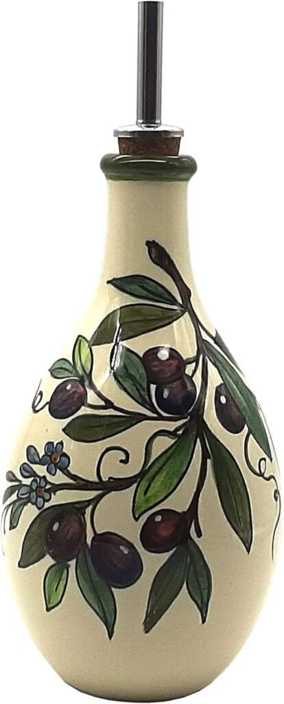 Italian Ceramic Olive Oil Dispenser Bottle 17 Oz, Giotti Ceramiche, Made in Italy Tuscany