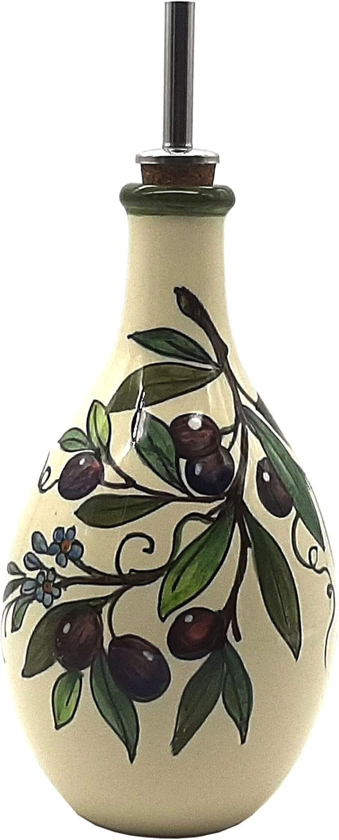 Italian Ceramic Olive Oil Dispenser Bottle 17 Oz, Giotti Ceramiche, Made in Italy Tuscany