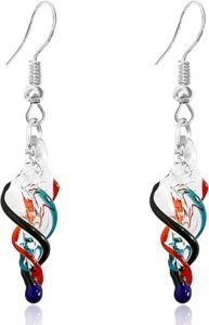Handcrafted Italian Murano Style Glass Tornado Twirl Dangle Earrings for Women