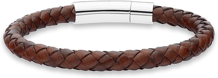 Miabella Genuine Italian Braided Leather Bracelet for Men, Made in Italy