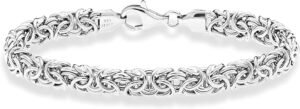 Miabella Italian 925 Sterling Silver Byzantine Bracelet, Handmade in Italy