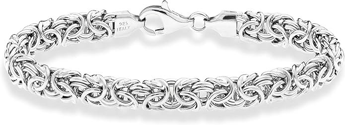 Miabella Italian 925 Sterling Silver Byzantine Bracelet, Handmade in Italy