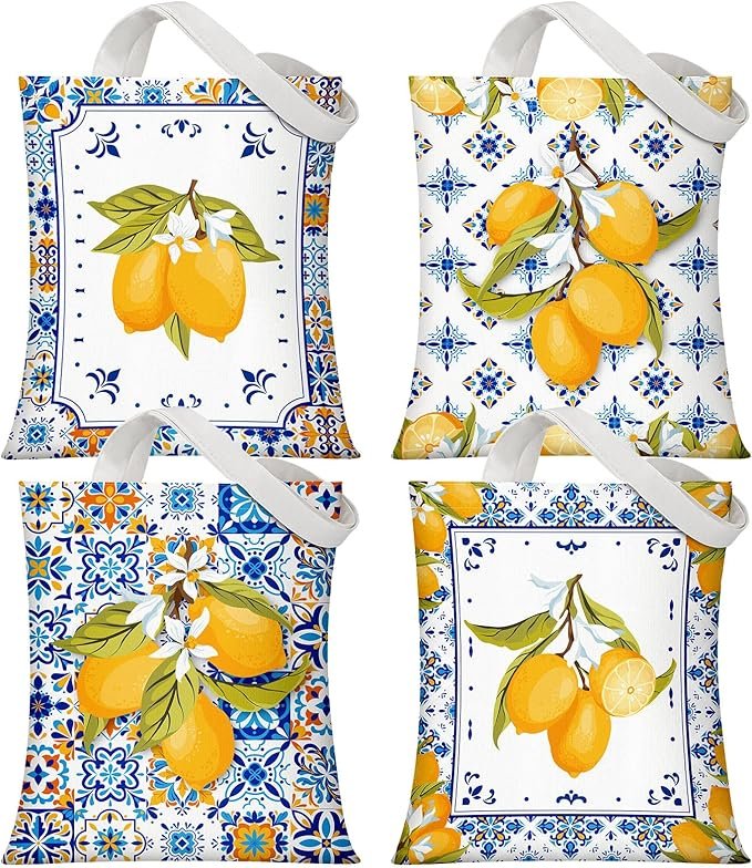 Paterr Amalfi Lemon Tote Bags — 4 Pack
