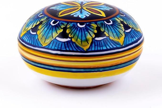 thatsArte - Deruta Ceramic Jewelry Box - Hand Painted Italian Keepsake, Made in Italy