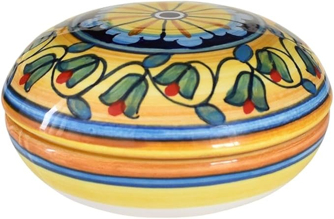 thatsArte Deruta Ceramic Keepsake Box, Hand Painted Italian Pottery, Made In Italy