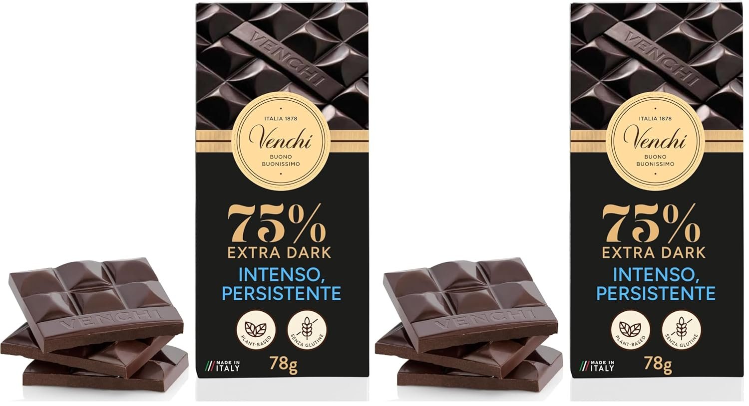 Venchi Cuor di Cacao 75% Extra Dark Chocolate Bar